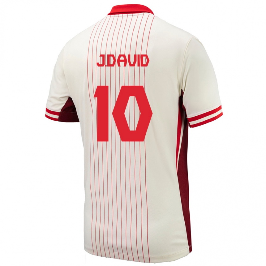 Gyermek Labdarúgás Kanada Jonathan David #10 Fehér Idegenbeli Jersey 24-26 Mez Póló Ing