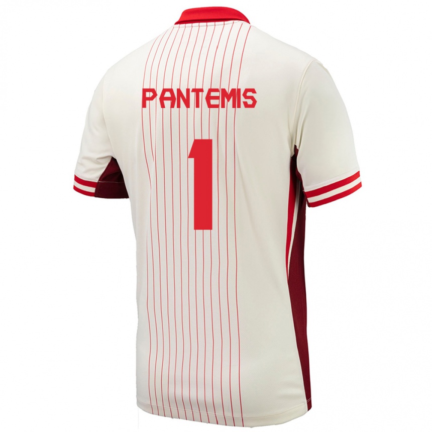 Gyermek Labdarúgás Kanada James Pantemis #1 Fehér Idegenbeli Jersey 24-26 Mez Póló Ing