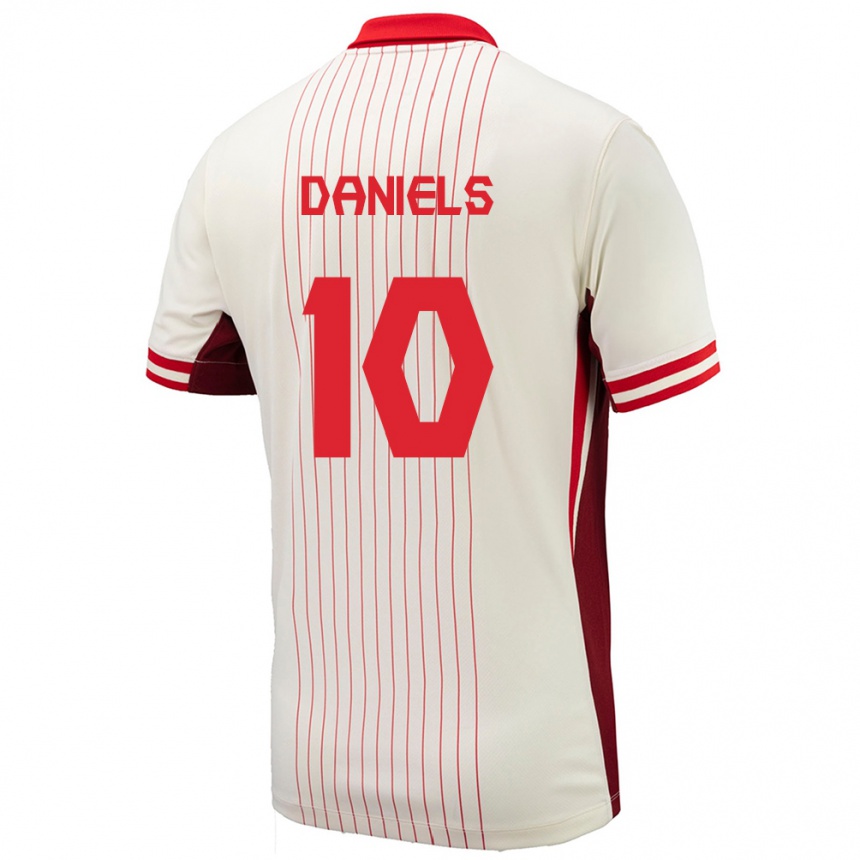 Gyermek Labdarúgás Kanada Aidan Daniels #10 Fehér Idegenbeli Jersey 24-26 Mez Póló Ing