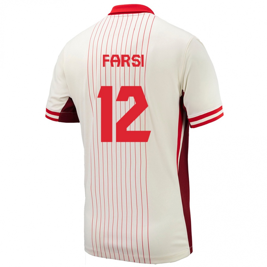 Gyermek Labdarúgás Kanada Mohamed Farsi #12 Fehér Idegenbeli Jersey 24-26 Mez Póló Ing