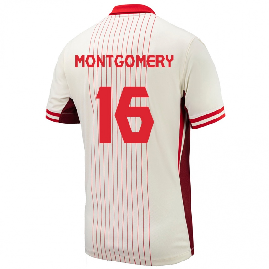 Gyermek Labdarúgás Kanada Callum Montgomery #16 Fehér Idegenbeli Jersey 24-26 Mez Póló Ing