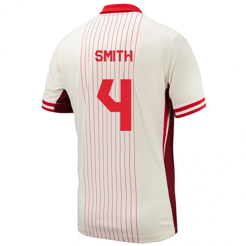 Gyermek Labdarúgás Kanada Justin Smith #4 Fehér Idegenbeli Jersey 24-26 Mez Póló Ing