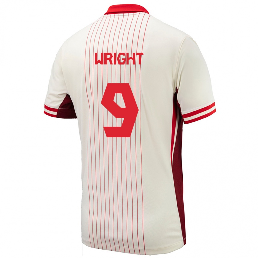 Gyermek Labdarúgás Kanada Lowell Wright #9 Fehér Idegenbeli Jersey 24-26 Mez Póló Ing