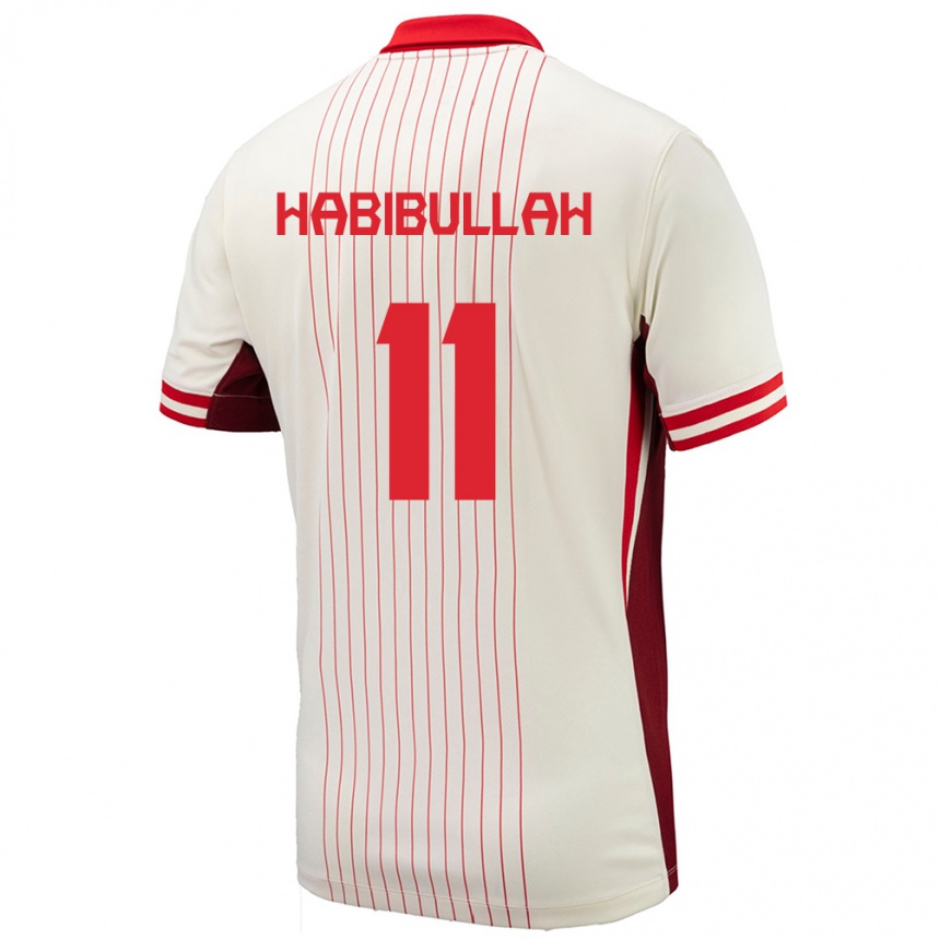 Gyermek Labdarúgás Kanada Kamron Habibullah #11 Fehér Idegenbeli Jersey 24-26 Mez Póló Ing