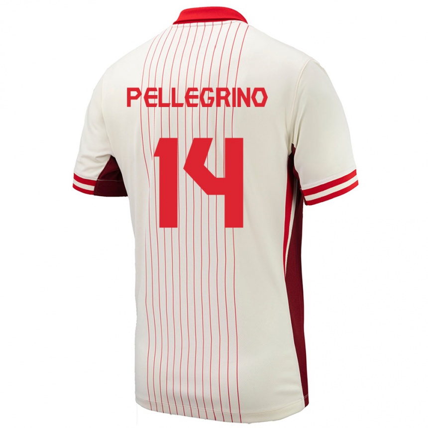 Gyermek Labdarúgás Kanada Gabriel Pellegrino #14 Fehér Idegenbeli Jersey 24-26 Mez Póló Ing