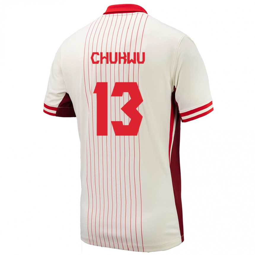 Gyermek Labdarúgás Kanada Richard Chukwu #13 Fehér Idegenbeli Jersey 24-26 Mez Póló Ing