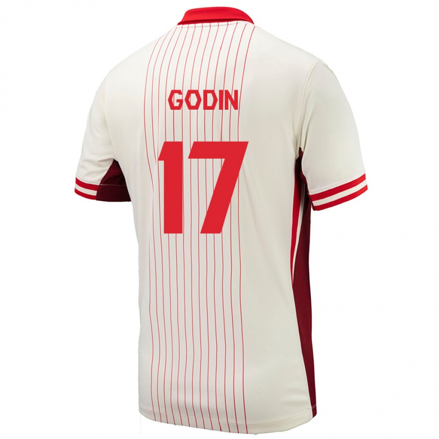 Gyermek Labdarúgás Kanada Étienne Godin #17 Fehér Idegenbeli Jersey 24-26 Mez Póló Ing