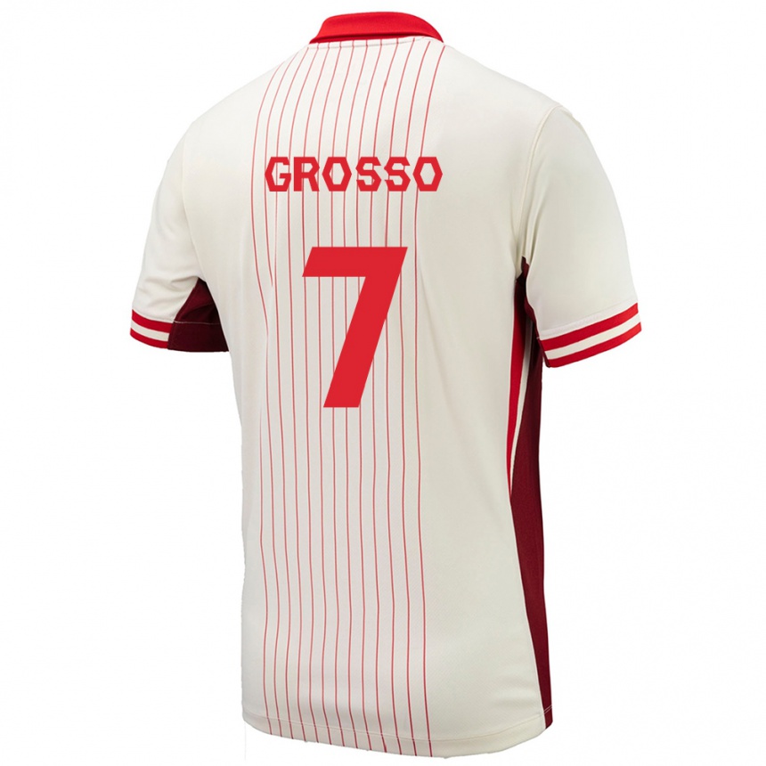 Gyermek Labdarúgás Kanada Julia Grosso #7 Fehér Idegenbeli Jersey 24-26 Mez Póló Ing