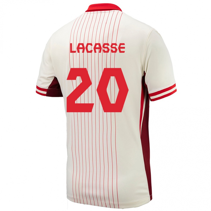 Gyermek Labdarúgás Kanada Cloe Lacasse #20 Fehér Idegenbeli Jersey 24-26 Mez Póló Ing