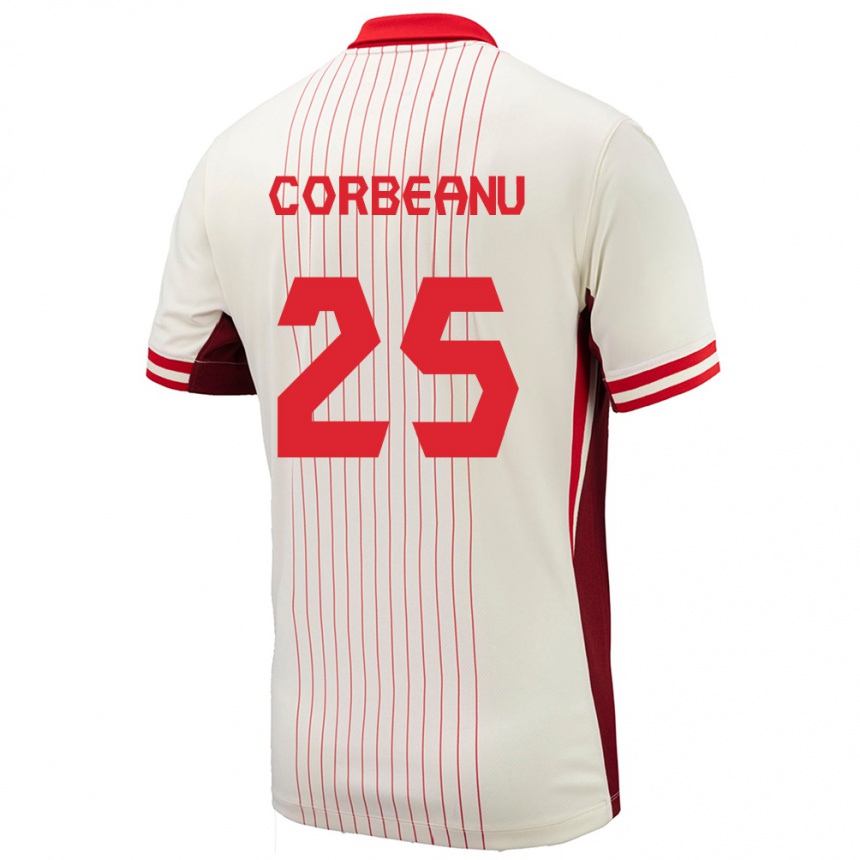 Gyermek Labdarúgás Kanada Theo Corbeanu #25 Fehér Idegenbeli Jersey 24-26 Mez Póló Ing