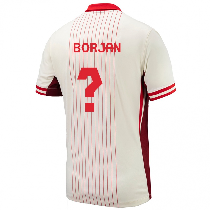 Gyermek Labdarúgás Kanada Nikola Borjan #0 Fehér Idegenbeli Jersey 24-26 Mez Póló Ing