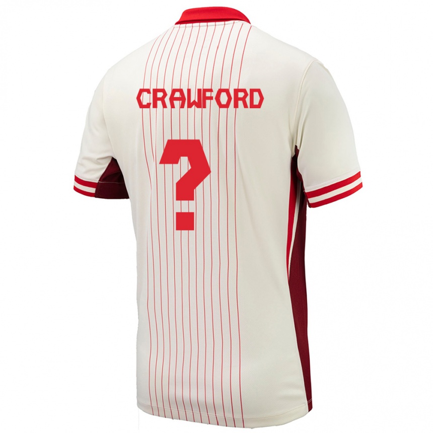 Gyermek Labdarúgás Kanada Tyler Crawford #0 Fehér Idegenbeli Jersey 24-26 Mez Póló Ing