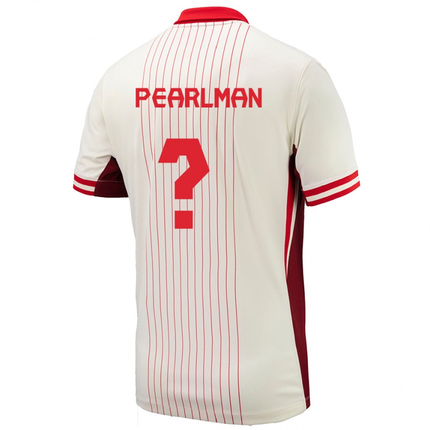 Gyermek Labdarúgás Kanada Adam Pearlman #0 Fehér Idegenbeli Jersey 24-26 Mez Póló Ing