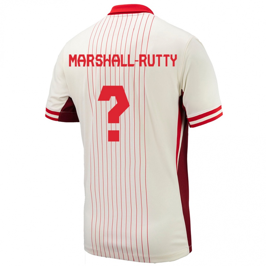 Gyermek Labdarúgás Kanada Jahkeele Marshall Rutty #0 Fehér Idegenbeli Jersey 24-26 Mez Póló Ing