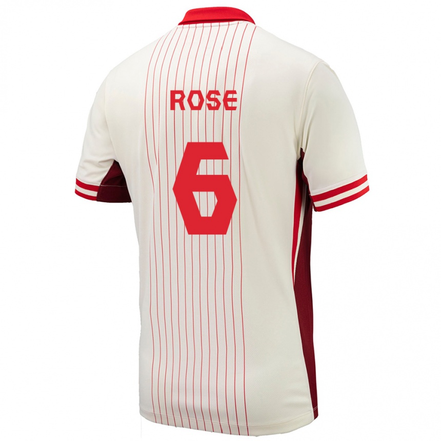 Gyermek Labdarúgás Kanada Deanne Rose #6 Fehér Idegenbeli Jersey 24-26 Mez Póló Ing