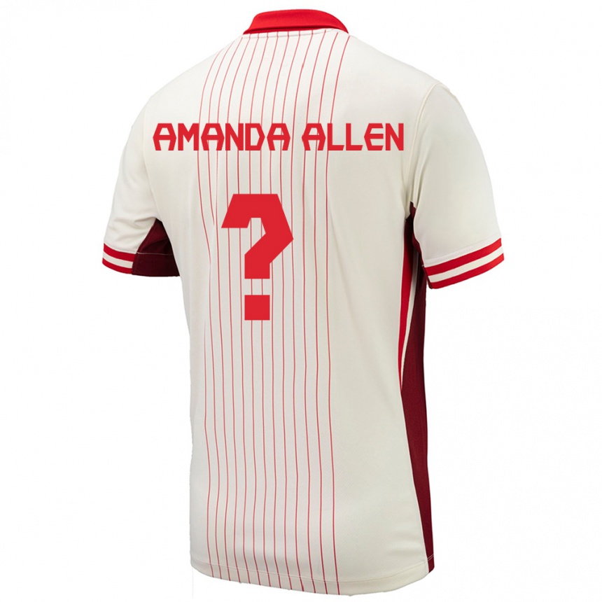 Gyermek Labdarúgás Kanada Amanda Allen #0 Fehér Idegenbeli Jersey 24-26 Mez Póló Ing