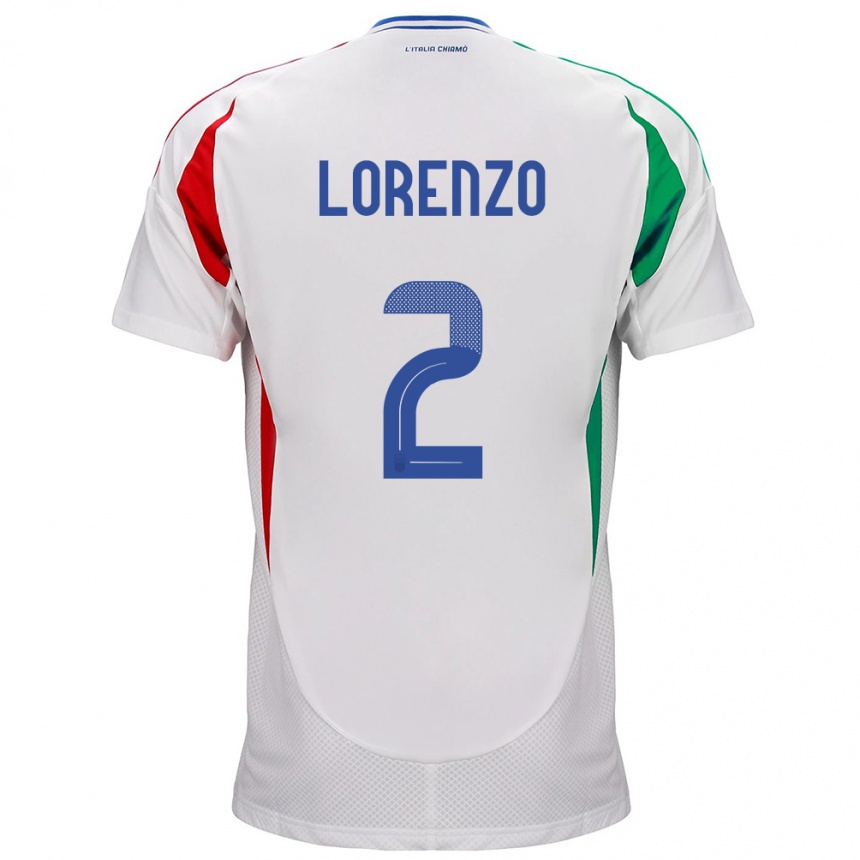 Gyermek Labdarúgás Olaszország Giovanni Di Lorenzo #2 Fehér Idegenbeli Jersey 24-26 Mez Póló Ing