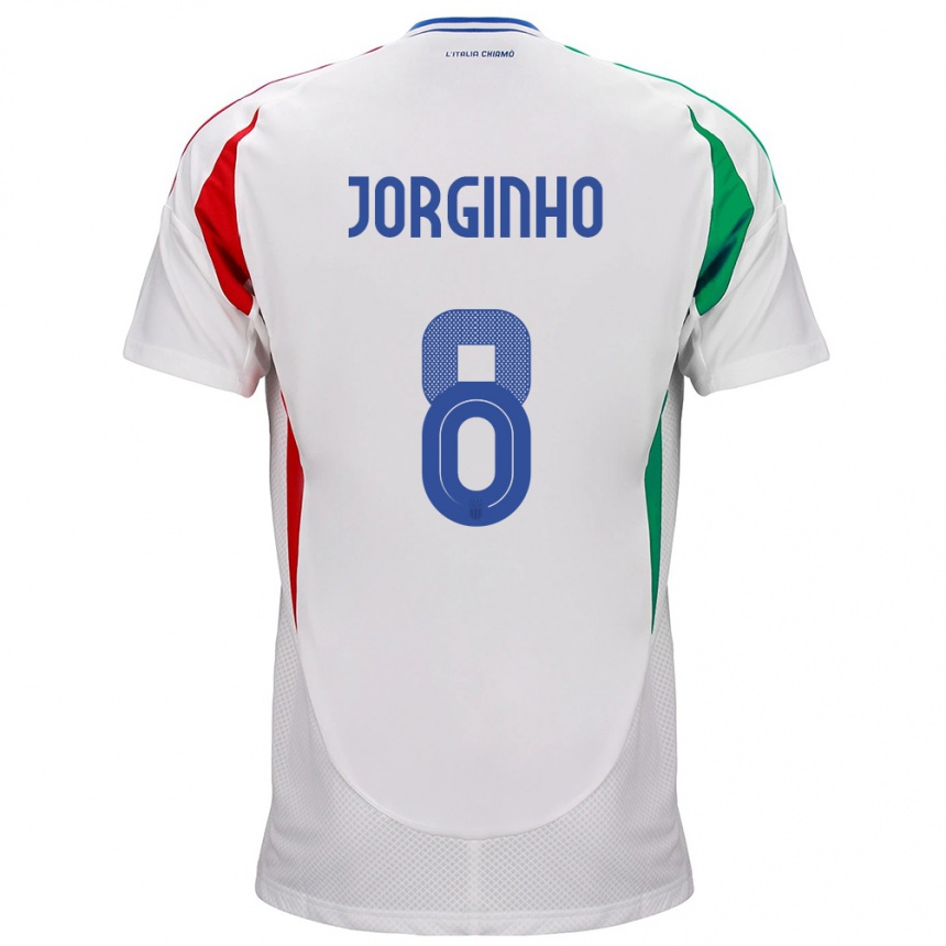 Gyermek Labdarúgás Olaszország Jorginho #8 Fehér Idegenbeli Jersey 24-26 Mez Póló Ing