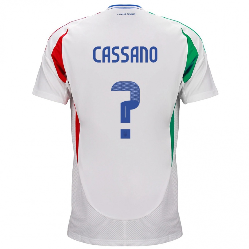 Gyermek Labdarúgás Olaszország Claudio Cassano #0 Fehér Idegenbeli Jersey 24-26 Mez Póló Ing