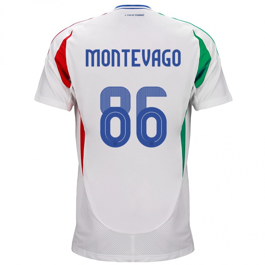 Gyermek Labdarúgás Olaszország Daniele Montevago #86 Fehér Idegenbeli Jersey 24-26 Mez Póló Ing