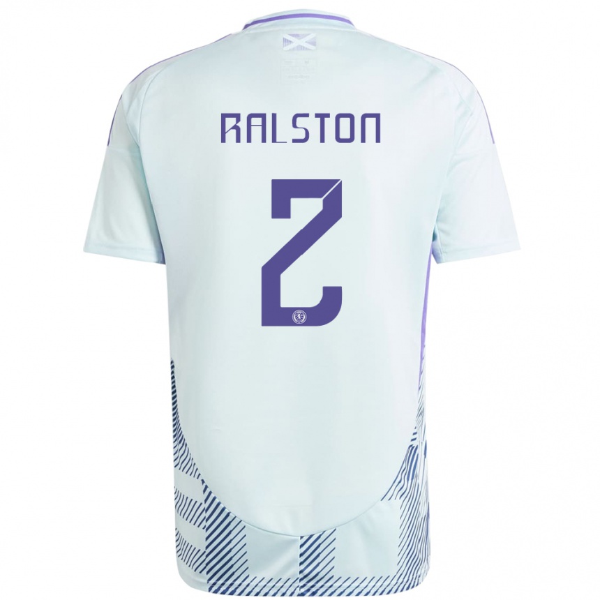 Gyermek Labdarúgás Skócia Anthony Ralston #2 Világos Menta Kék Idegenbeli Jersey 24-26 Mez Póló Ing