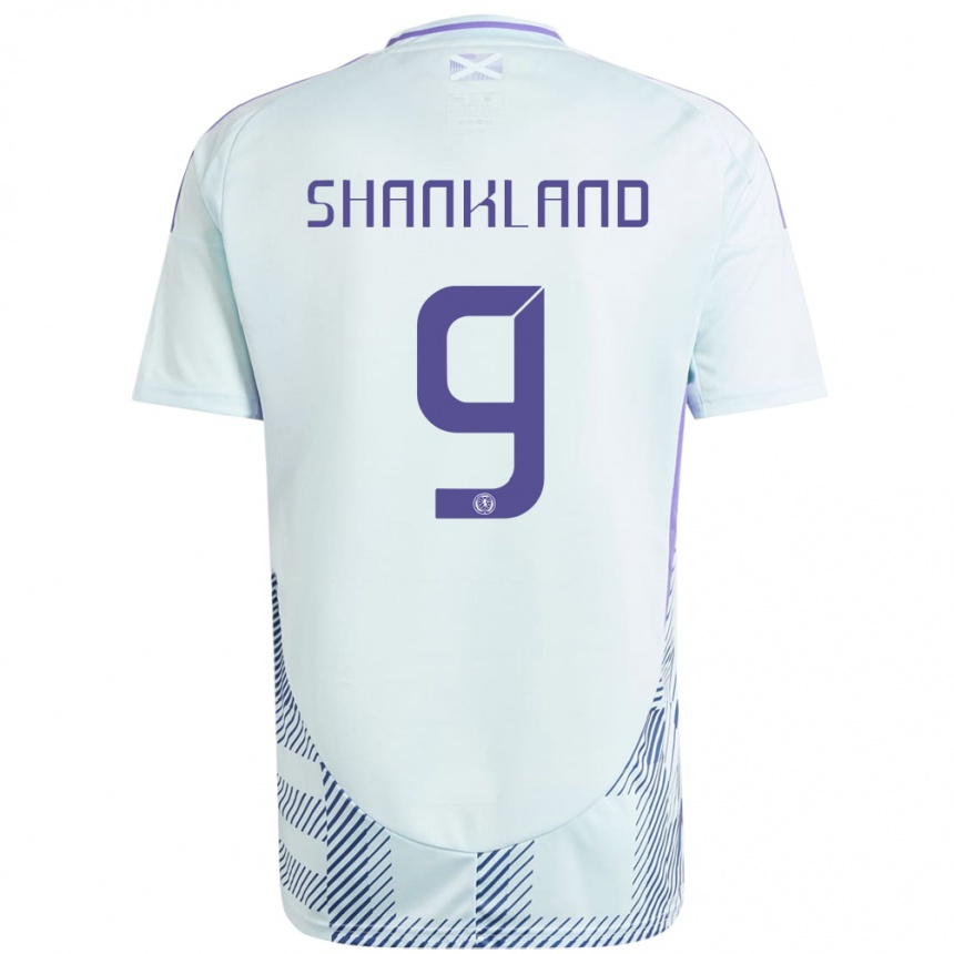 Gyermek Labdarúgás Skócia Lawrence Shankland #9 Világos Menta Kék Idegenbeli Jersey 24-26 Mez Póló Ing