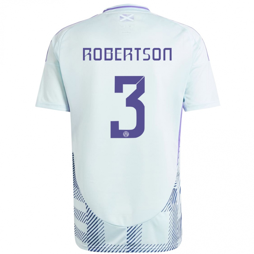 Gyermek Labdarúgás Skócia Andrew Robertson #3 Világos Menta Kék Idegenbeli Jersey 24-26 Mez Póló Ing