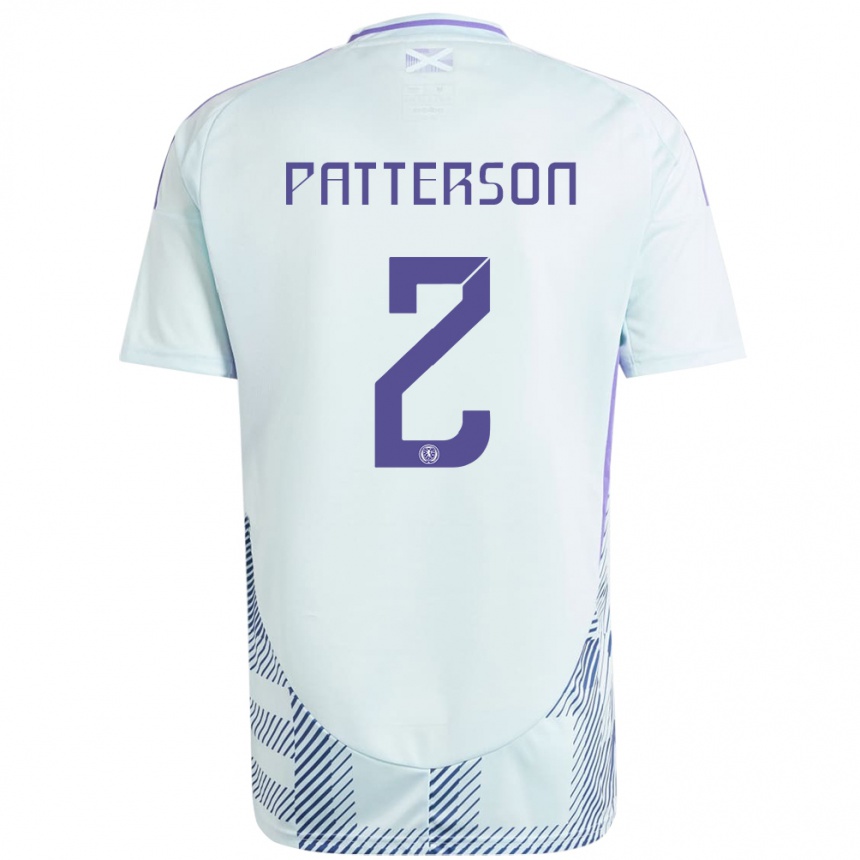 Gyermek Labdarúgás Skócia Nathan Patterson #2 Világos Menta Kék Idegenbeli Jersey 24-26 Mez Póló Ing