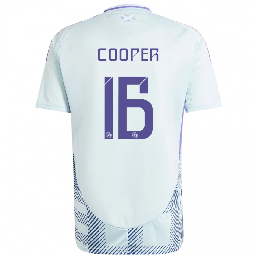 Gyermek Labdarúgás Skócia Liam Cooper #16 Világos Menta Kék Idegenbeli Jersey 24-26 Mez Póló Ing