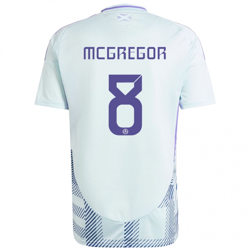 Gyermek Labdarúgás Skócia Callum Mcgregor #8 Világos Menta Kék Idegenbeli Jersey 24-26 Mez Póló Ing