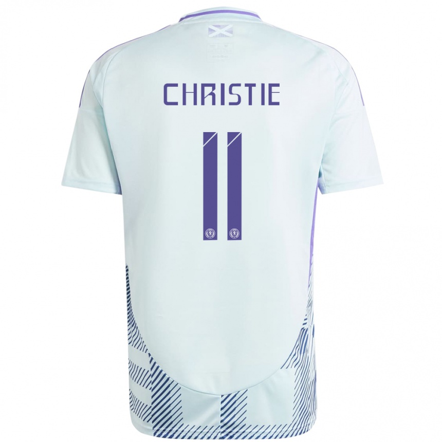 Gyermek Labdarúgás Skócia Ryan Christie #11 Világos Menta Kék Idegenbeli Jersey 24-26 Mez Póló Ing