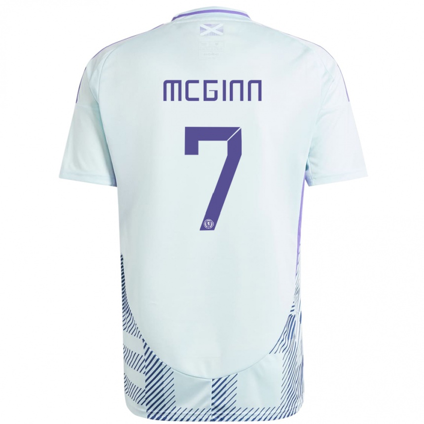 Gyermek Labdarúgás Skócia John Mcginn #7 Világos Menta Kék Idegenbeli Jersey 24-26 Mez Póló Ing