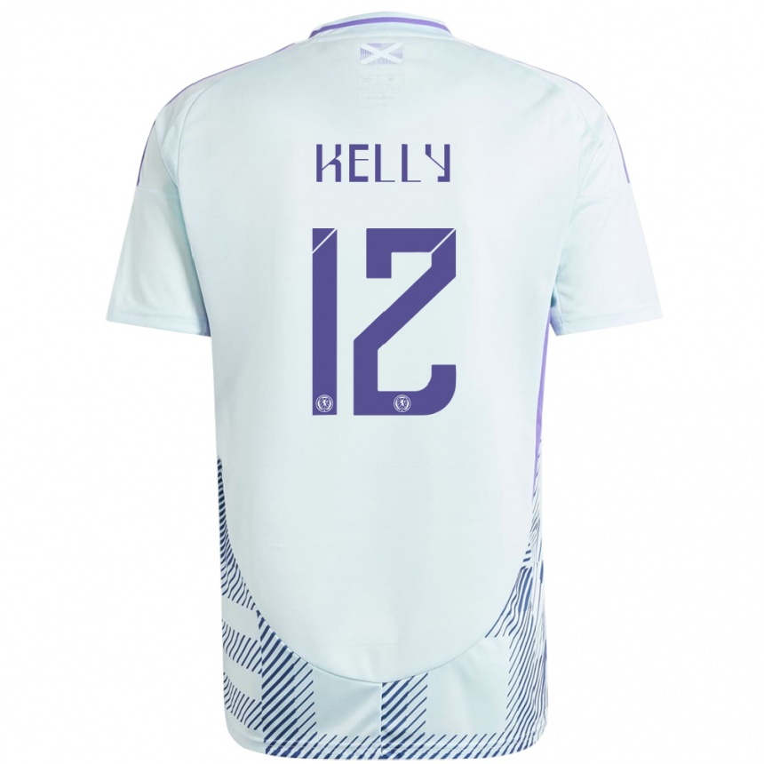 Gyermek Labdarúgás Skócia Liam Kelly #12 Világos Menta Kék Idegenbeli Jersey 24-26 Mez Póló Ing