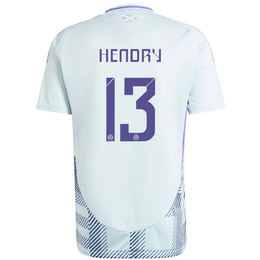 Gyermek Labdarúgás Skócia Jack Hendry #13 Világos Menta Kék Idegenbeli Jersey 24-26 Mez Póló Ing