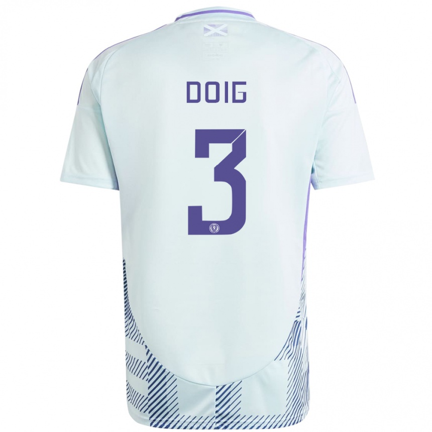 Gyermek Labdarúgás Skócia Josh Doig #3 Világos Menta Kék Idegenbeli Jersey 24-26 Mez Póló Ing