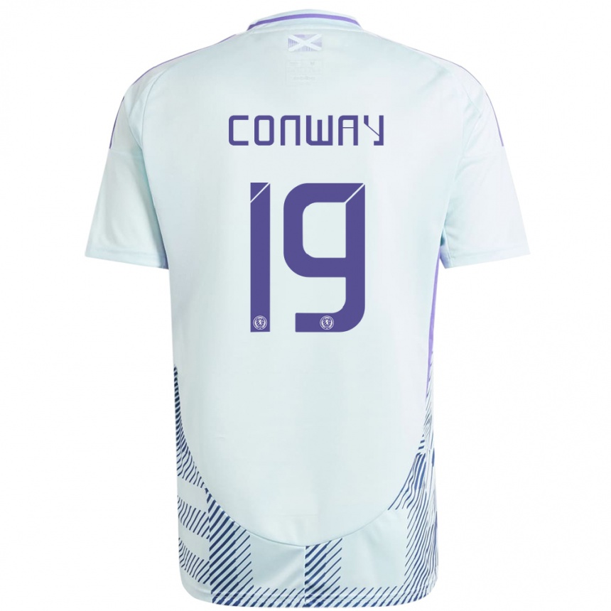 Gyermek Labdarúgás Skócia Tommy Conway #19 Világos Menta Kék Idegenbeli Jersey 24-26 Mez Póló Ing