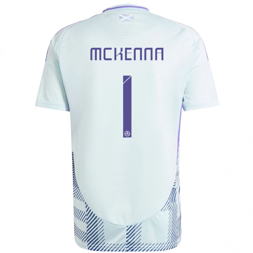 Gyermek Labdarúgás Skócia Callan Mckenna #1 Világos Menta Kék Idegenbeli Jersey 24-26 Mez Póló Ing