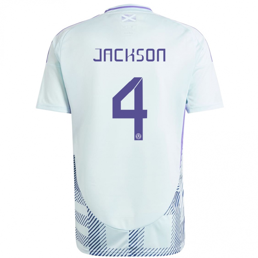 Gyermek Labdarúgás Skócia Louis Jackson #4 Világos Menta Kék Idegenbeli Jersey 24-26 Mez Póló Ing