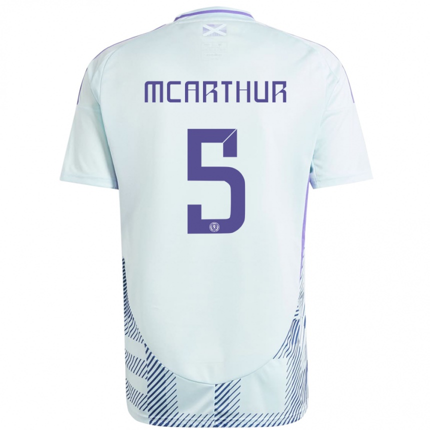 Gyermek Labdarúgás Skócia Charlie Mcarthur #5 Világos Menta Kék Idegenbeli Jersey 24-26 Mez Póló Ing