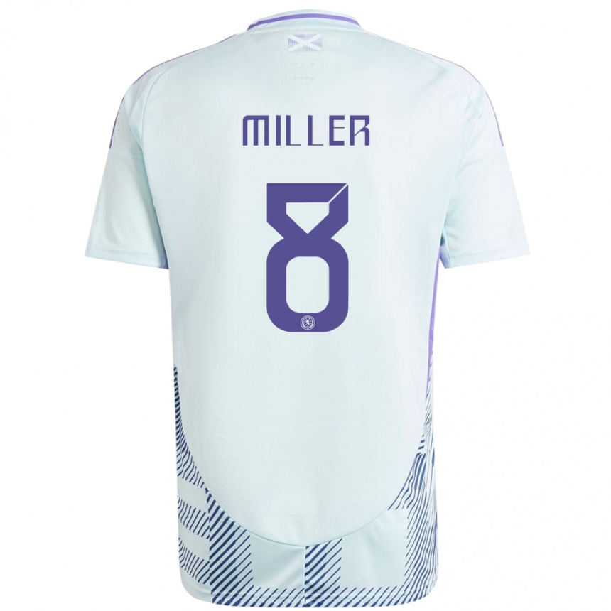 Gyermek Labdarúgás Skócia Lennon Miller #8 Világos Menta Kék Idegenbeli Jersey 24-26 Mez Póló Ing