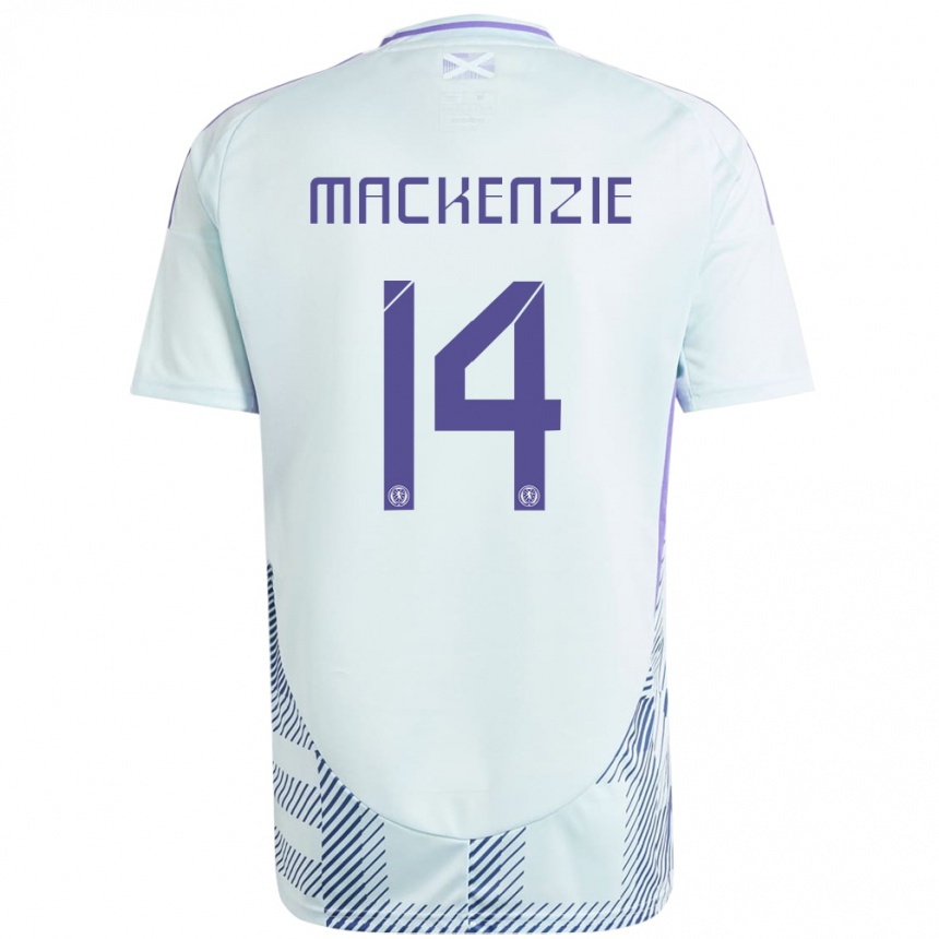 Gyermek Labdarúgás Skócia Magnus Mackenzie #14 Világos Menta Kék Idegenbeli Jersey 24-26 Mez Póló Ing