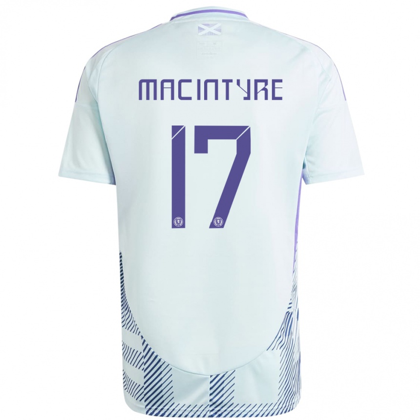 Gyermek Labdarúgás Skócia Jacob Macintyre #17 Világos Menta Kék Idegenbeli Jersey 24-26 Mez Póló Ing