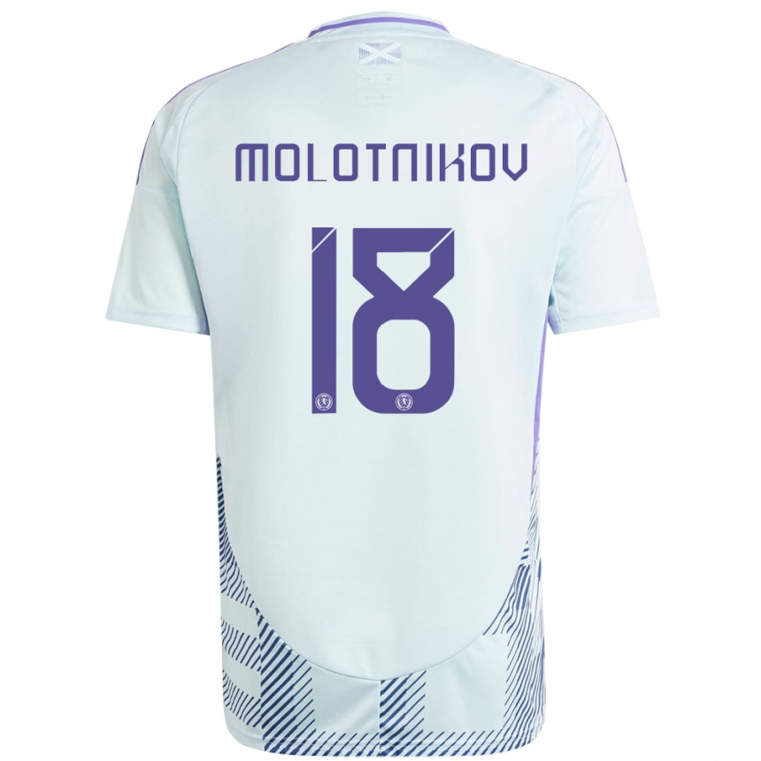 Gyermek Labdarúgás Skócia Rudi Molotnikov #18 Világos Menta Kék Idegenbeli Jersey 24-26 Mez Póló Ing