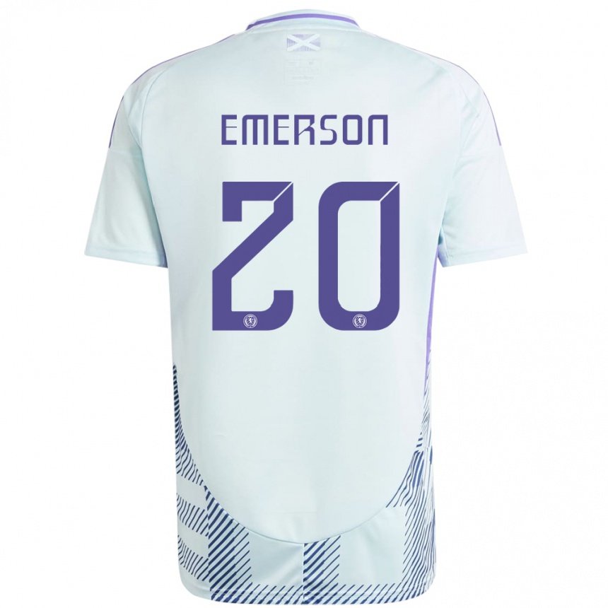 Gyermek Labdarúgás Skócia Johnny Emerson #20 Világos Menta Kék Idegenbeli Jersey 24-26 Mez Póló Ing