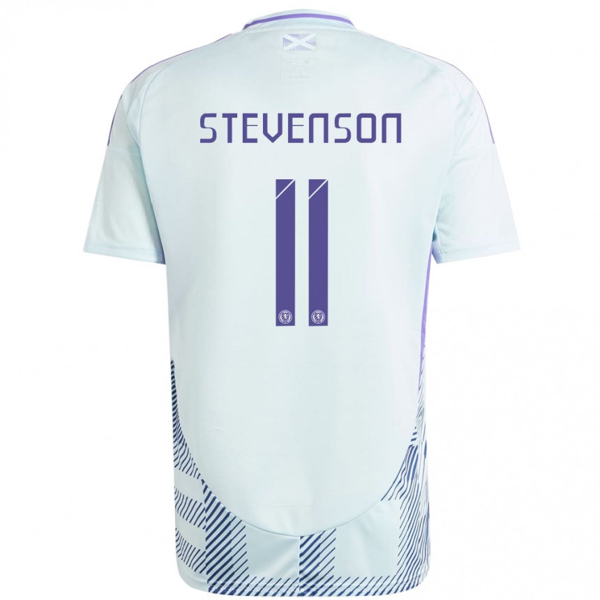 Gyermek Labdarúgás Skócia Gus Stevenson #11 Világos Menta Kék Idegenbeli Jersey 24-26 Mez Póló Ing