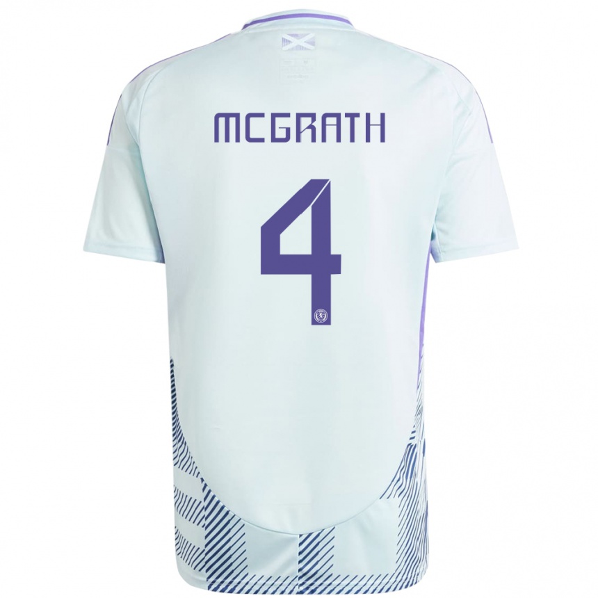 Gyermek Labdarúgás Skócia Joseph Mcgrath #4 Világos Menta Kék Idegenbeli Jersey 24-26 Mez Póló Ing