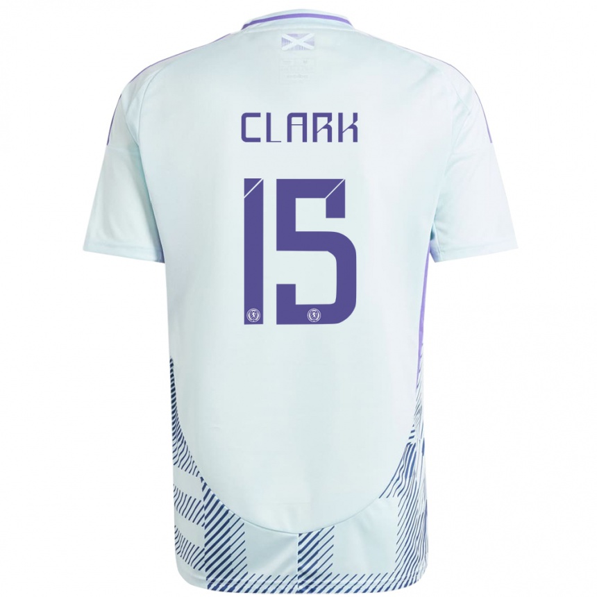 Gyermek Labdarúgás Skócia Jenna Clark #15 Világos Menta Kék Idegenbeli Jersey 24-26 Mez Póló Ing