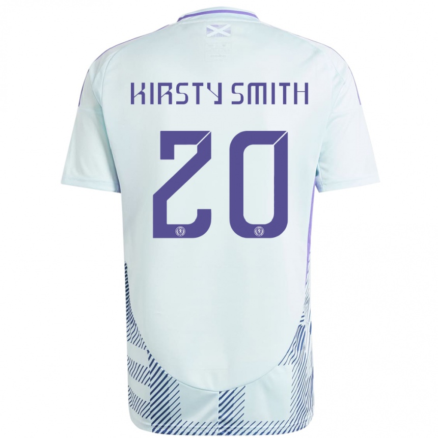 Gyermek Labdarúgás Skócia Kirsty Smith #20 Világos Menta Kék Idegenbeli Jersey 24-26 Mez Póló Ing