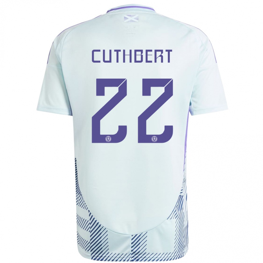 Gyermek Labdarúgás Skócia Erin Cuthbert #22 Világos Menta Kék Idegenbeli Jersey 24-26 Mez Póló Ing