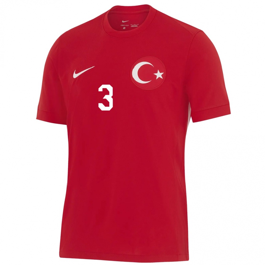 Gyermek Labdarúgás Törökország Berkay Yılmaz #3 Piros Idegenbeli Jersey 24-26 Mez Póló Ing